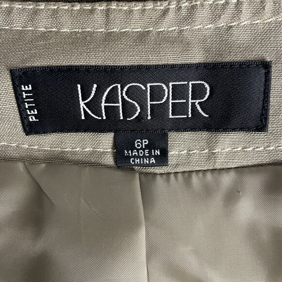Kasper Women's Blazer Skirt Set Tan Linen-blend Blazer sz 6 Skirt sz 2 Petite - Picture 11 of 12